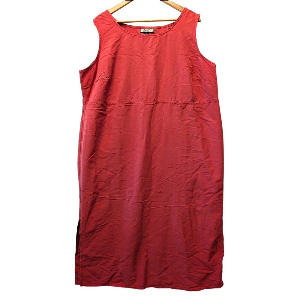 David N. Sport Woman Coral Red Lyocell Blend Sleeveless Midi Dress Plus Size 2X